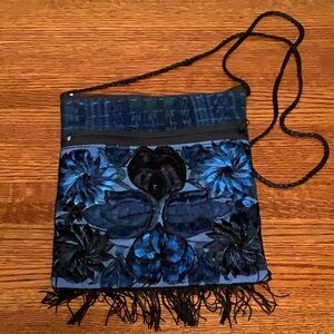 Fringed Textile Zippered Bag